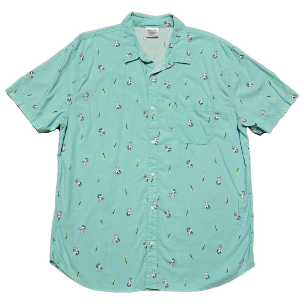 Peanuts Charlie Brown Snoopy Pirate Hawaiian Shirt Mens 2XL Short Sleeve